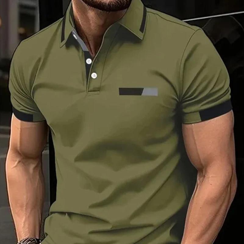 Men's Short Sleeve Casual Polo Shirt: Summer Lapel Sports Tee with European Fit 