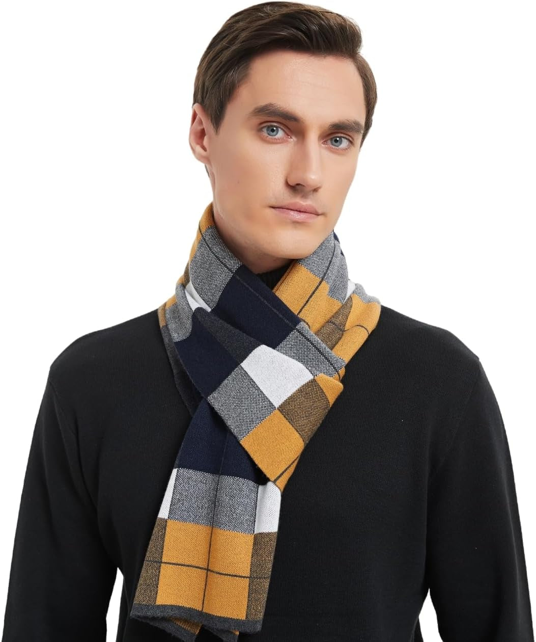 Mens Classic Winter Scarf Cashmere Winter Scarves Long Plain Fashion Formal Soft Scarf for Men