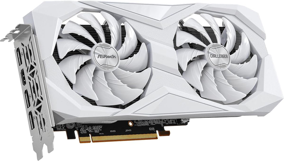 ASRock AMD Radeon RX 6600 Challenger White 8GB GDDR6 Graphics Card 0dB Silent Cooling 128-bit 7680 x 4320 DisplayPort HDMI 14 Gbps Dual Fan 7nm