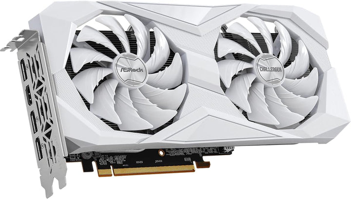 ASRock AMD Radeon RX 6600 Challenger White 8GB GDDR6 Graphics Card 0dB Silent Cooling 128-bit 7680 x 4320 DisplayPort HDMI 14 Gbps Dual Fan 7nm