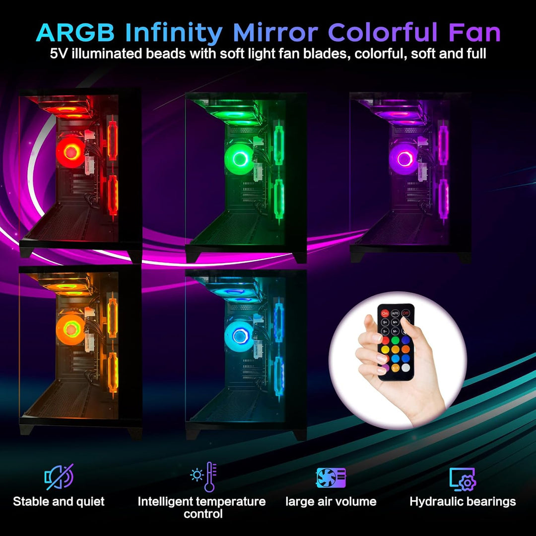 Computer Desktop PC AMD Ryzen 7 5700G Up to 4.6GHz Prebuilt PC 16G RAM DDR4 1TB M.2 SSD ARGB Fan Computer Tower