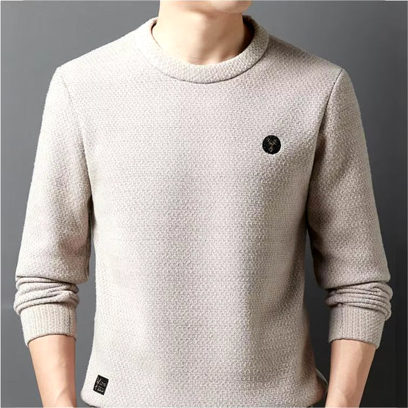 Ferret Plush Sweater Men'S 2023 Winter Plush Thickened round Neck Loose Fitting Men'S Solid Color Versatile Warm Knit Sweater