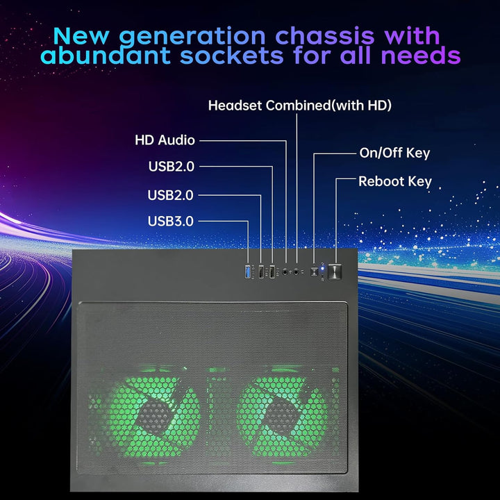 Computer Desktop PC AMD Ryzen 7 5700G Up to 4.6GHz Prebuilt PC 16G RAM DDR4 1TB M.2 SSD ARGB Fan Computer Tower