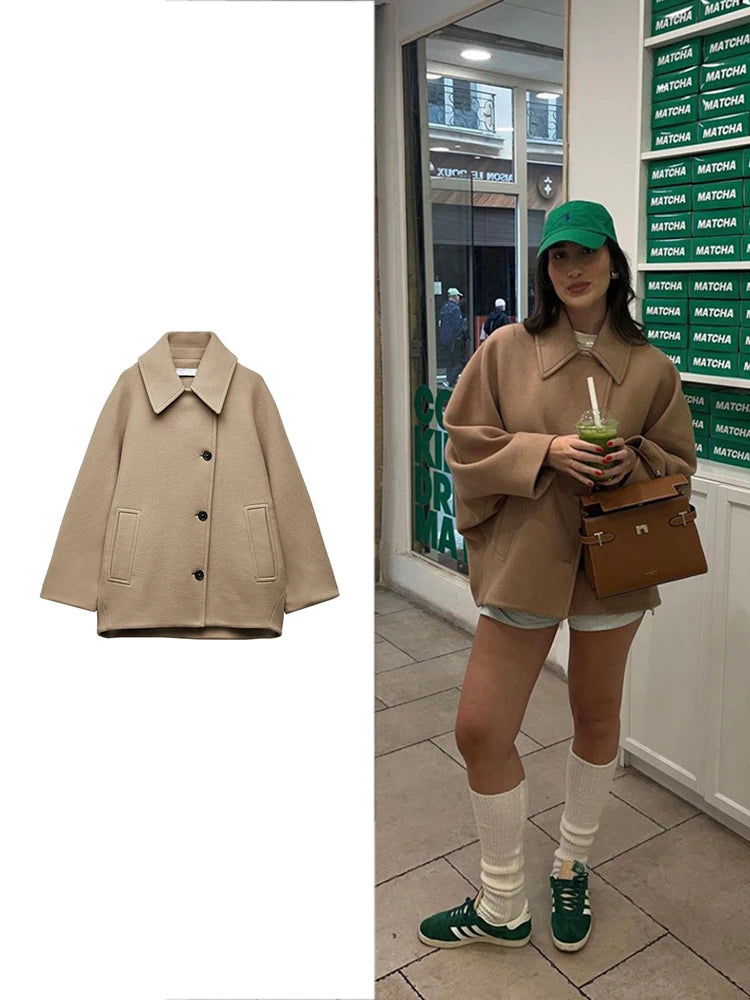 Vintage Khaki Tweed Coat