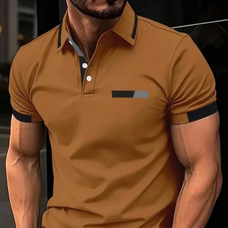 Men's Short Sleeve Casual Polo Shirt: Summer Lapel Sports Tee with European Fit 