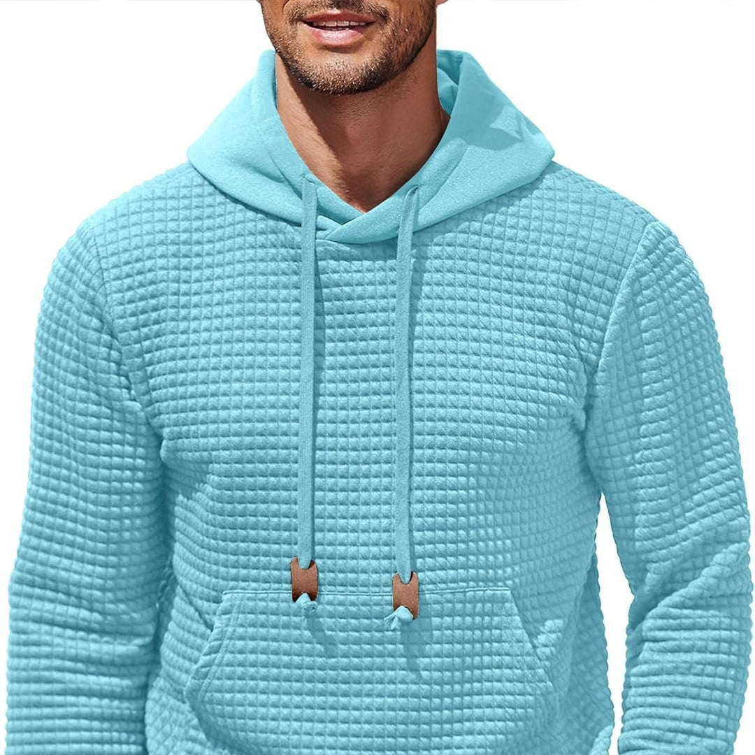 Mens Hoodies Sweatshirts Long Sleeve Fashion Waffle Knit Pullover Hoodie with Pocket