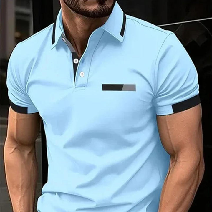 Men's Short Sleeve Casual Polo Shirt: Summer Lapel Sports Tee with European Fit 