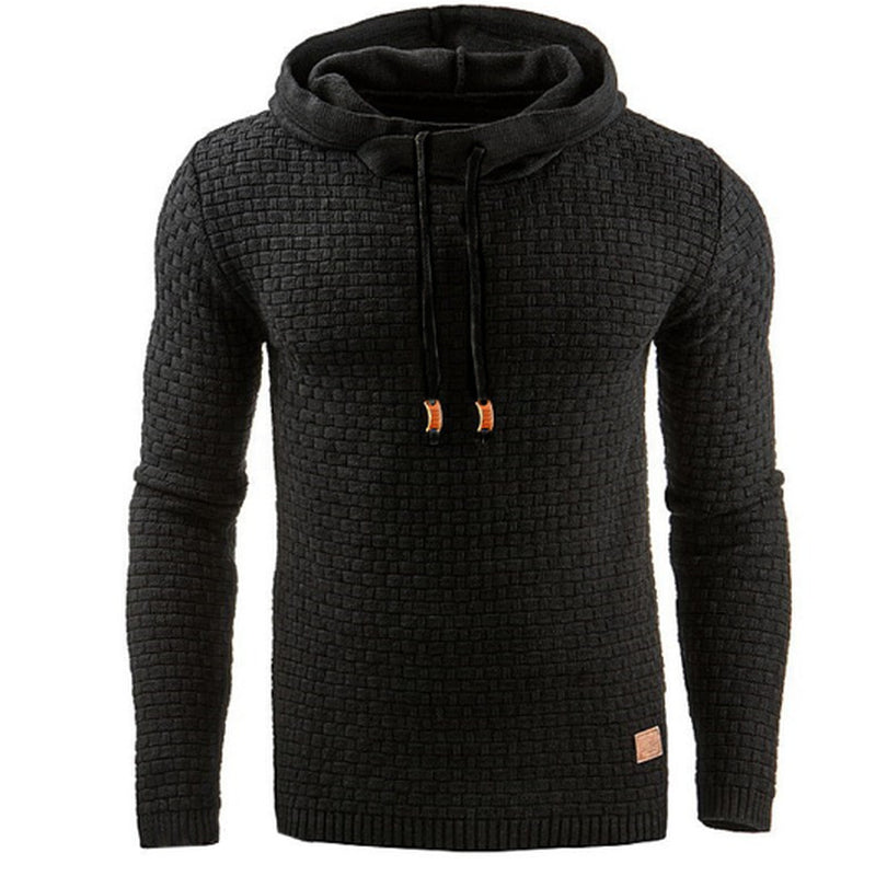 Men'S Jacquard Sweater Long-Sleeved Hoodie Warm Color Hooded Sweatshirt Jacket