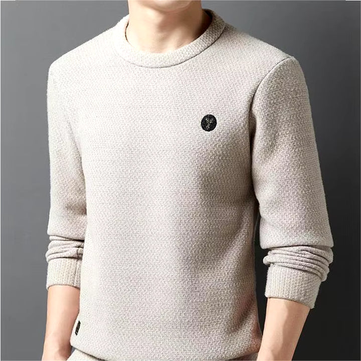 Ferret Plush Sweater Men'S 2023 Winter Plush Thickened round Neck Loose Fitting Men'S Solid Color Versatile Warm Knit Sweater