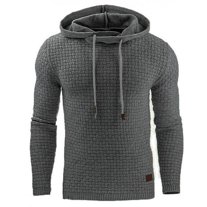 Men'S Jacquard Sweater Long-Sleeved Hoodie Warm Color Hooded Sweatshirt Jacket