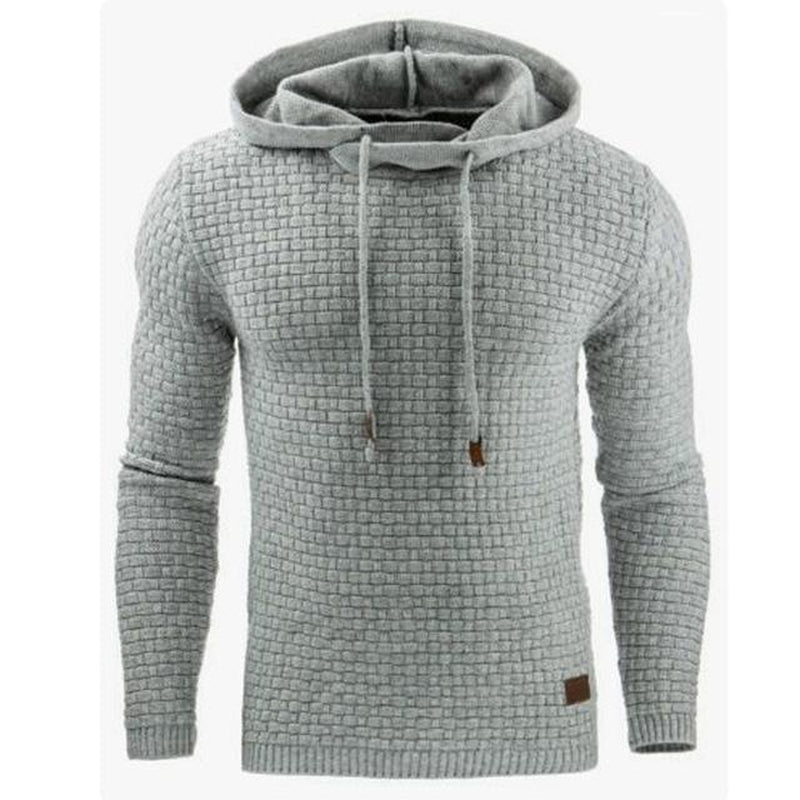 Men'S Jacquard Sweater Long-Sleeved Hoodie Warm Color Hooded Sweatshirt Jacket